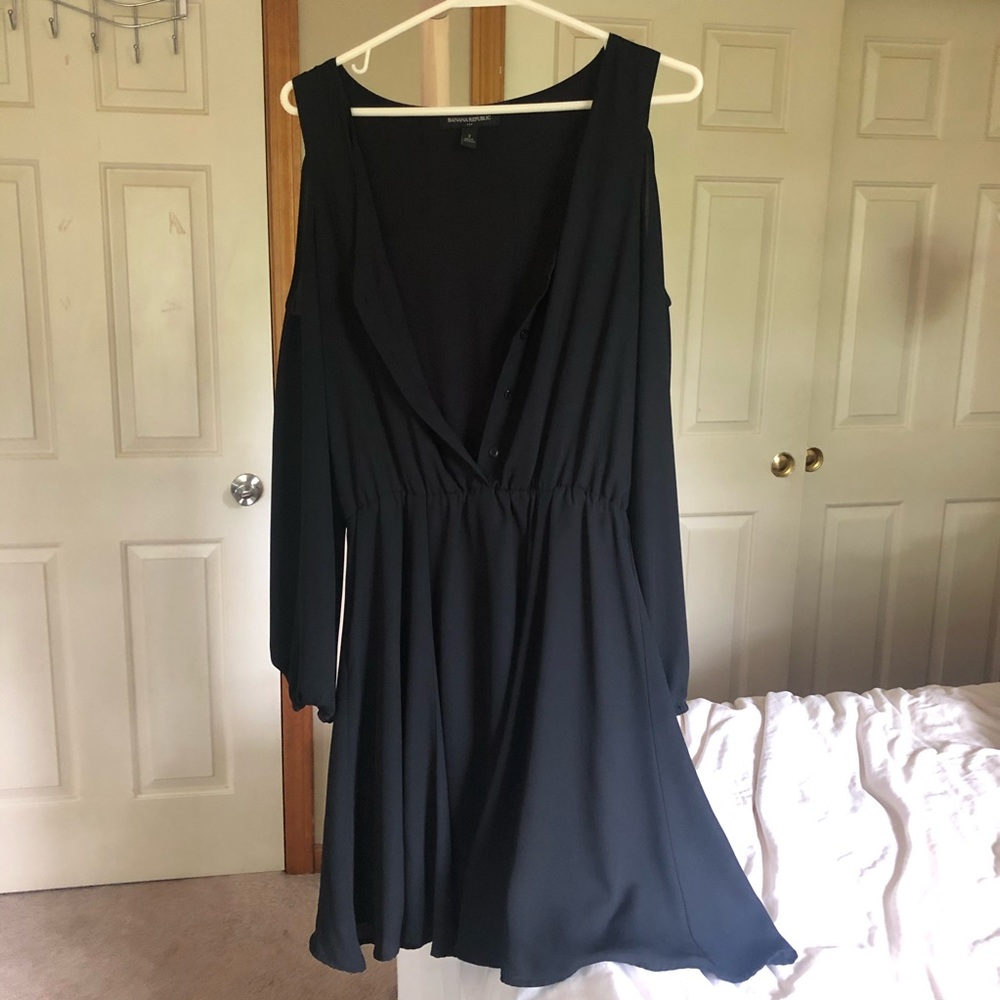 Banana Republic Black Cold Shoulder Dress